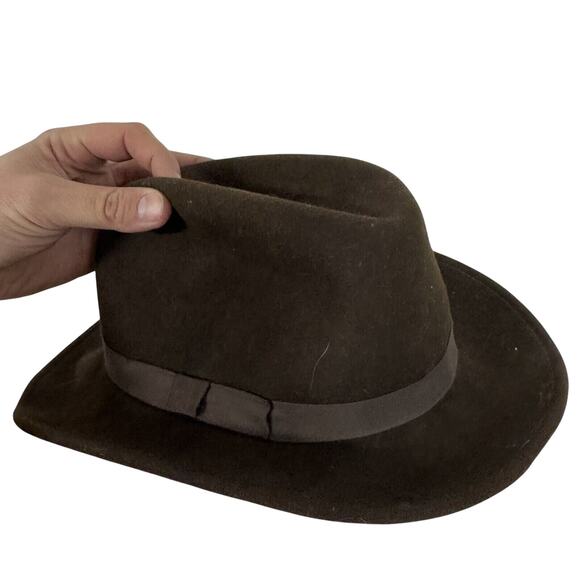 Dorfman Pacific Lost Ark Indiana Jones Brown Wool Felt Fedora Hat USA Fast Tab - Picture 1 of 5